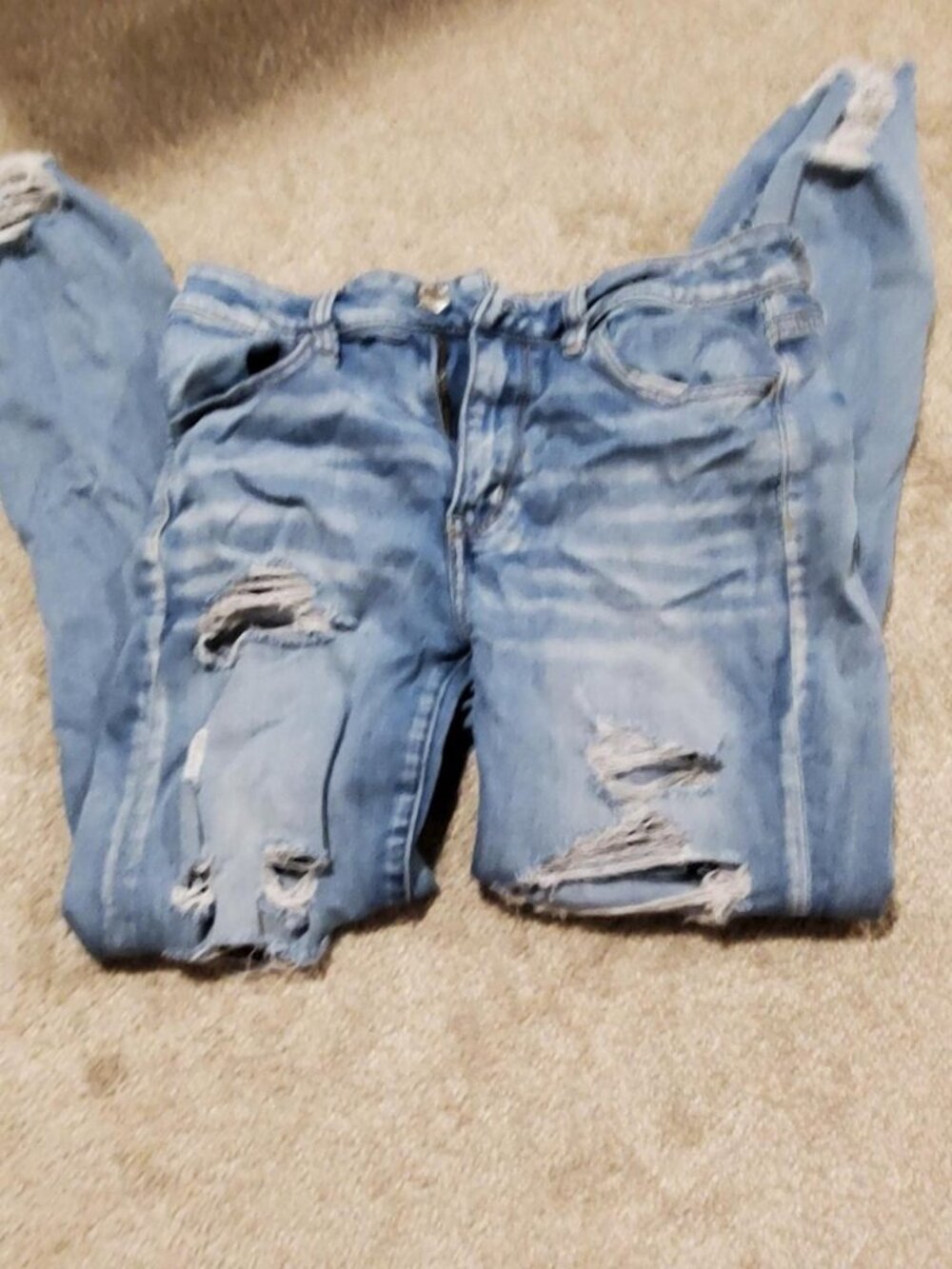 Light Wash Heavily Distressed Destroyed Denim Shorts